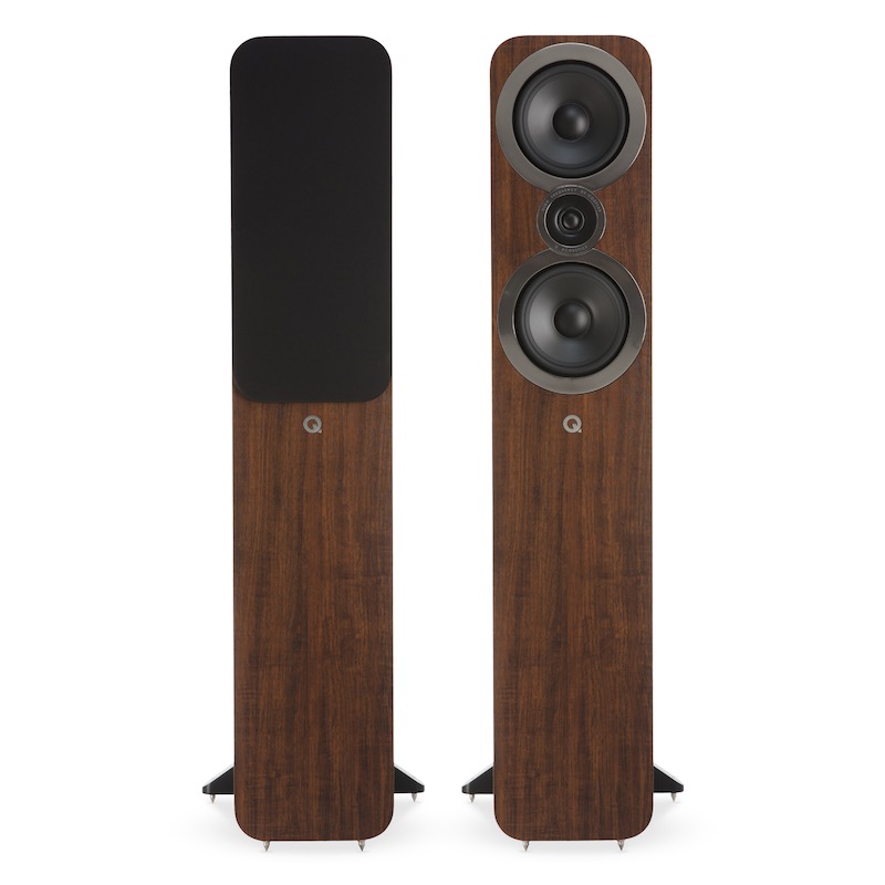 Q Acoustics 3050i English Walnut Pair On White Background