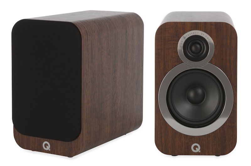 Q Acoustics 3020 English Walnut Pair On White Background