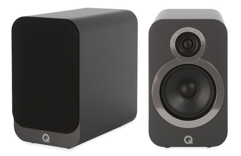 Q Acoustics 3020i In Graphite Grey Pair On White Background