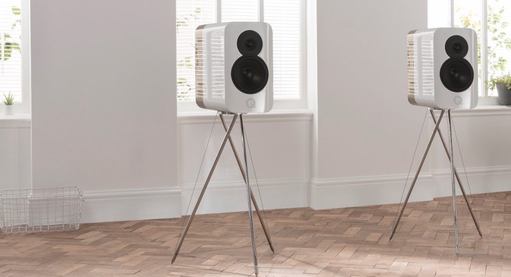 Q Acoustics Concept 300 White Oak Stands Grille Off